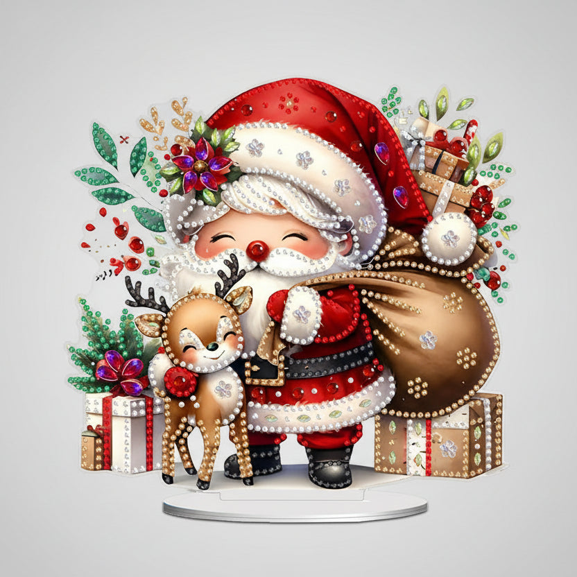 5D Kerstman met rendier | Diamond painting