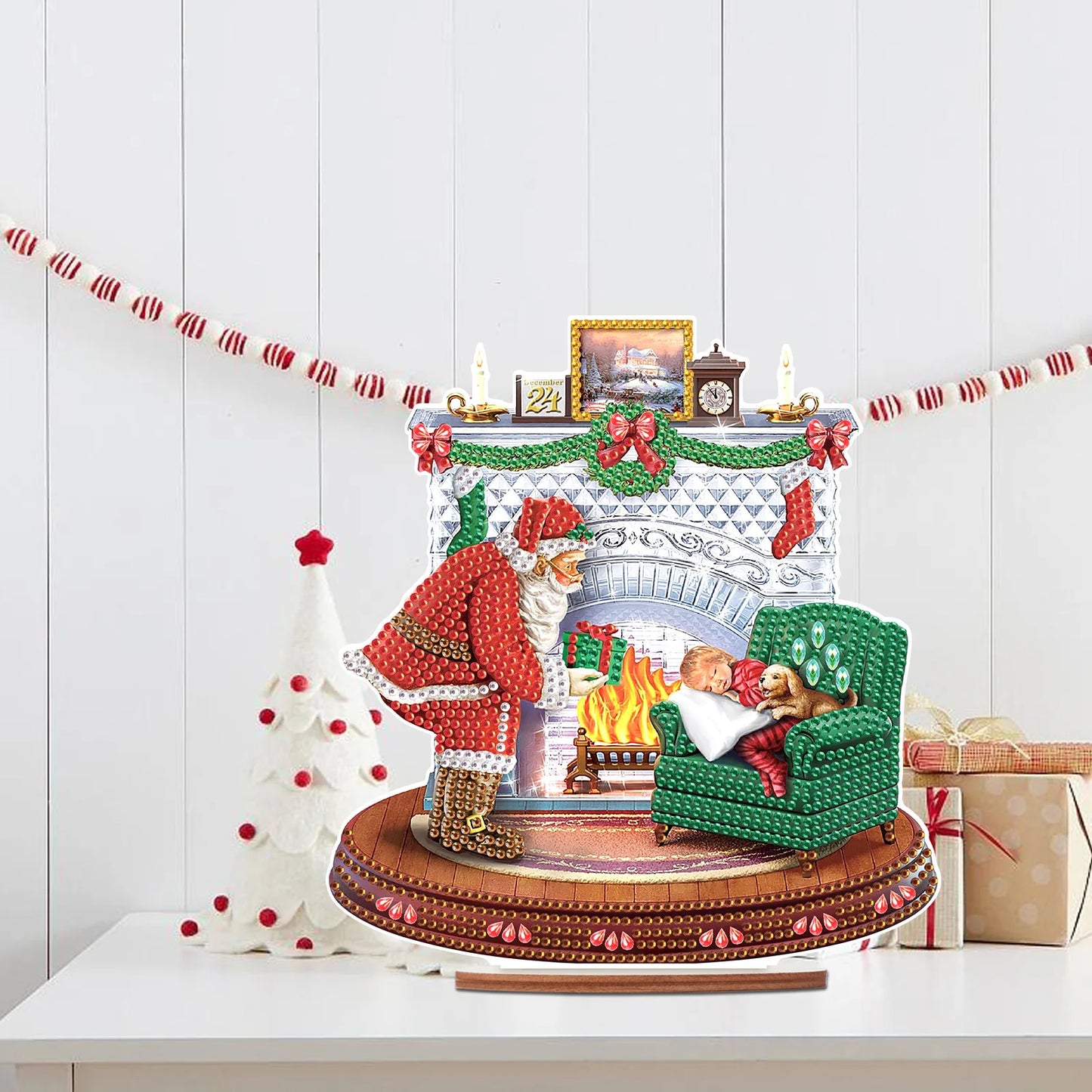 5D Kerstman bij openhaard | Diamond painting