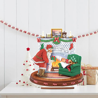 5D Kerstman bij openhaard | Diamond painting