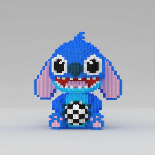 Blauw wezen met voetbal | Bouwsteentjes