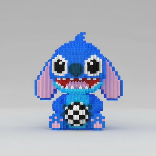 Blauw wezen met voetbal | Bouwsteentjes