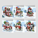 Pinguïn Kerstkaarten Set | 6 stuks | Diamond Painting