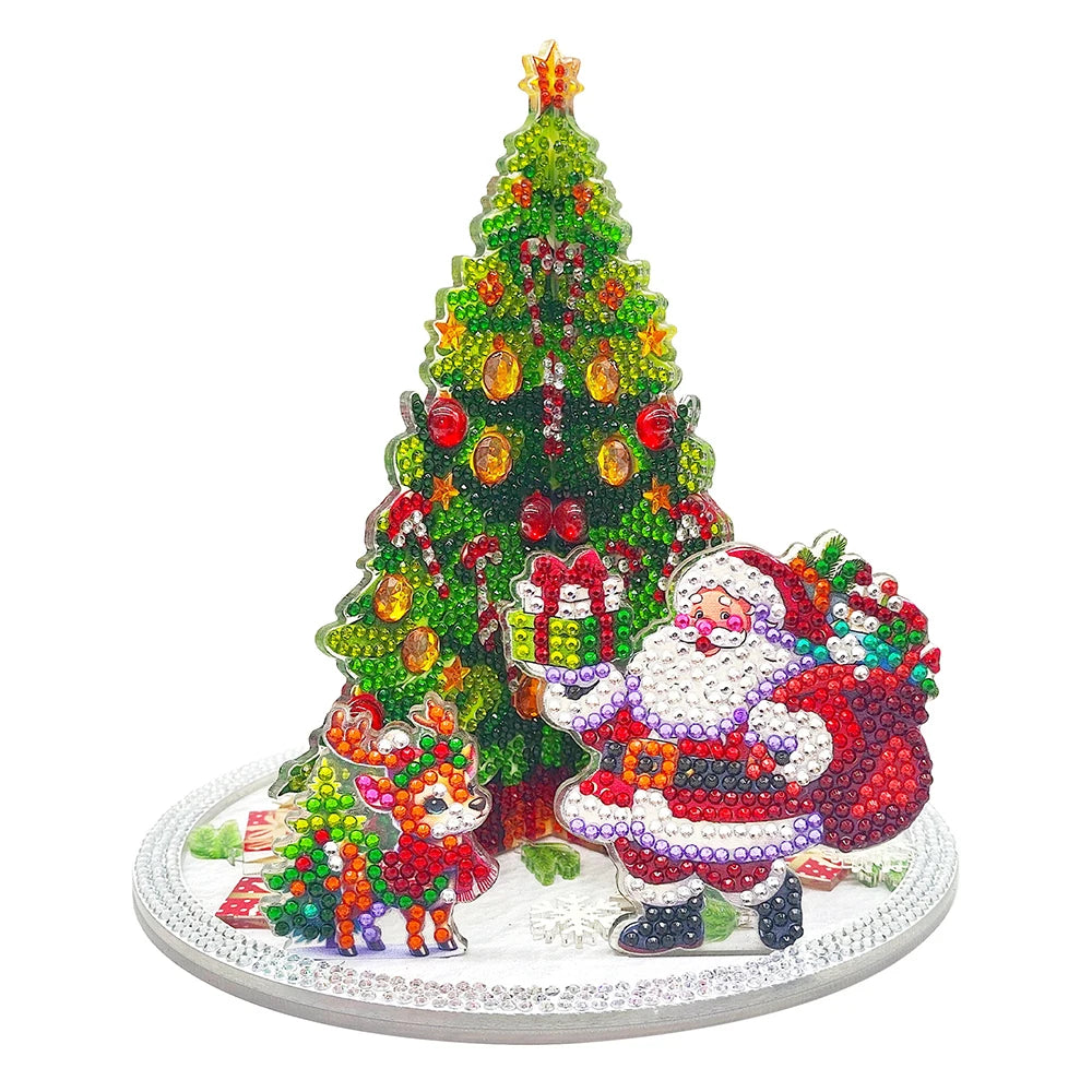3D Kerstman bij de kerstboom | Diamond painting