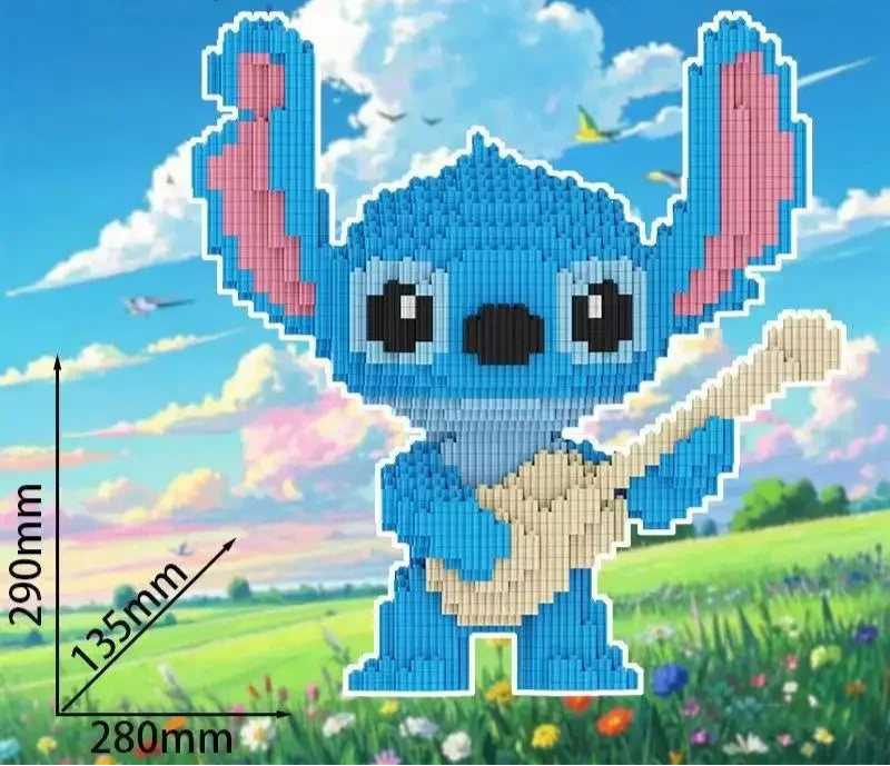 Schattig blauw wezen met gitaar | Bouwsteentjes