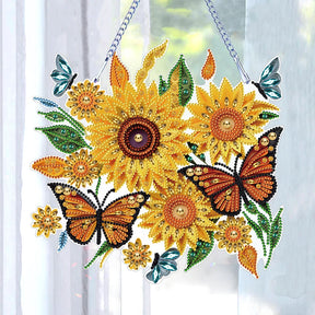 Zonnebloem met vlinders | Diamond painting Deco Hanger