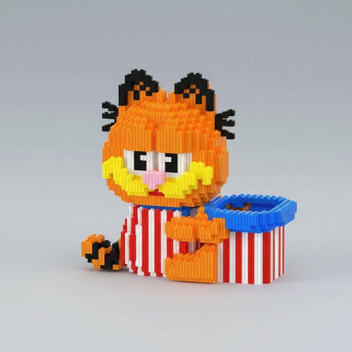 Oranje kat pennenbakje | Bouwsteentjes