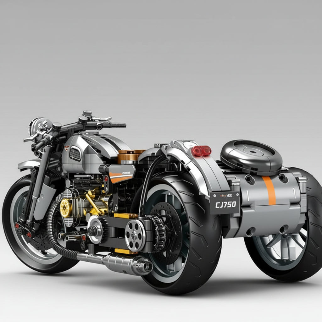 Mechanische Retro Driewieler Motor | Bouwsteentjes