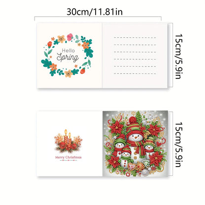 Sneeuwpop Kerstkaarten | 6 stuks | Diamond Painting