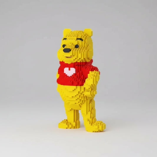 Gele beer met hartjes shirt | Bouwsteentjes