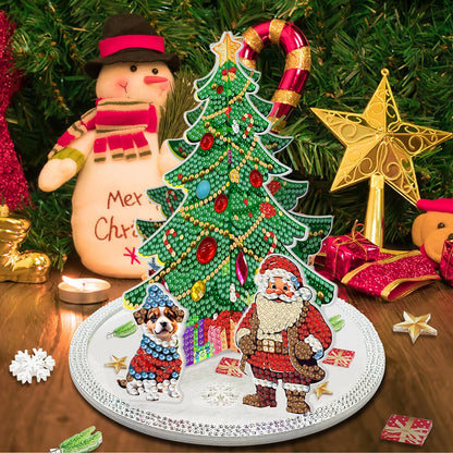 3D Kerstman bij de kerstboom | Diamond painting