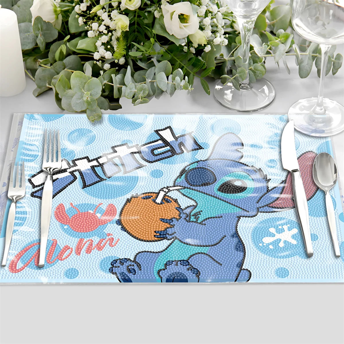 Blauw wezen placemat  | Diamond painting