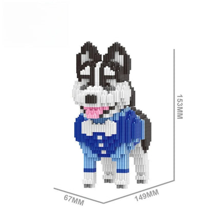 Husky in blauw pak | Bouwsteentjes