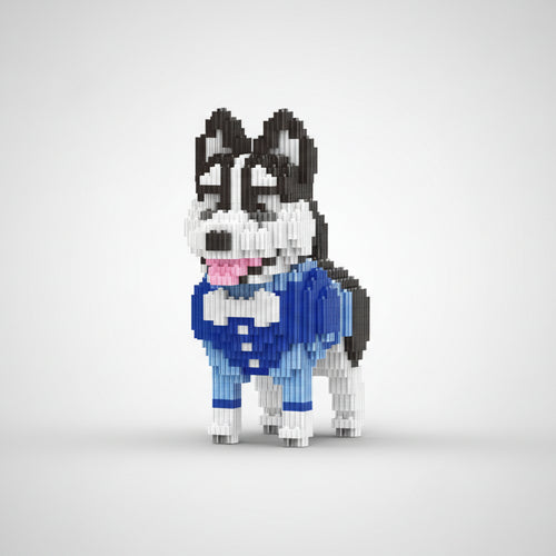 Husky in blauw pak | Bouwsteentjes