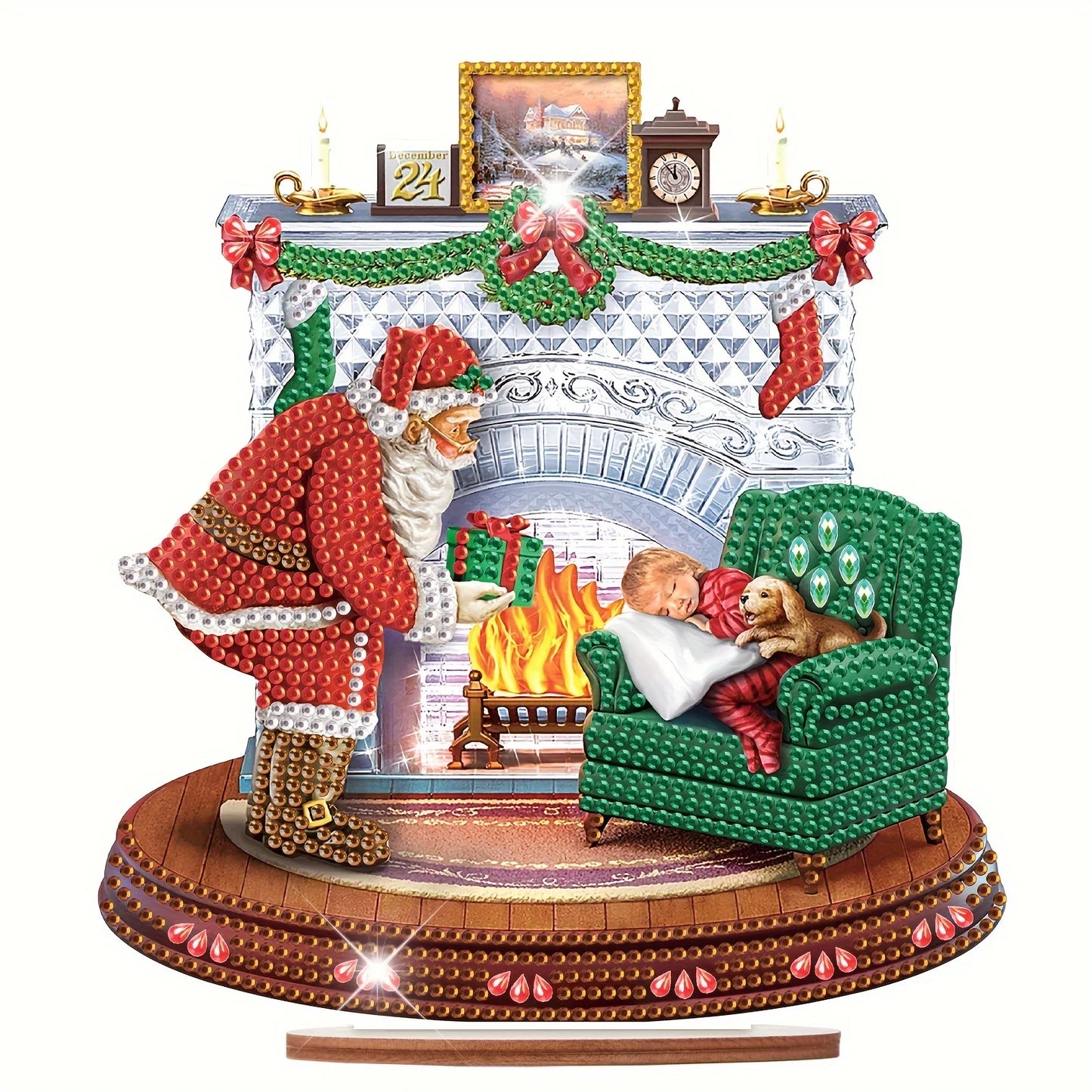 5D Kerstman bij openhaard | Diamond painting