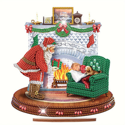 5D Kerstman bij openhaard | Diamond painting