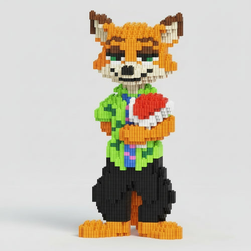 Vos met bos rozen | Bouwsteentjes