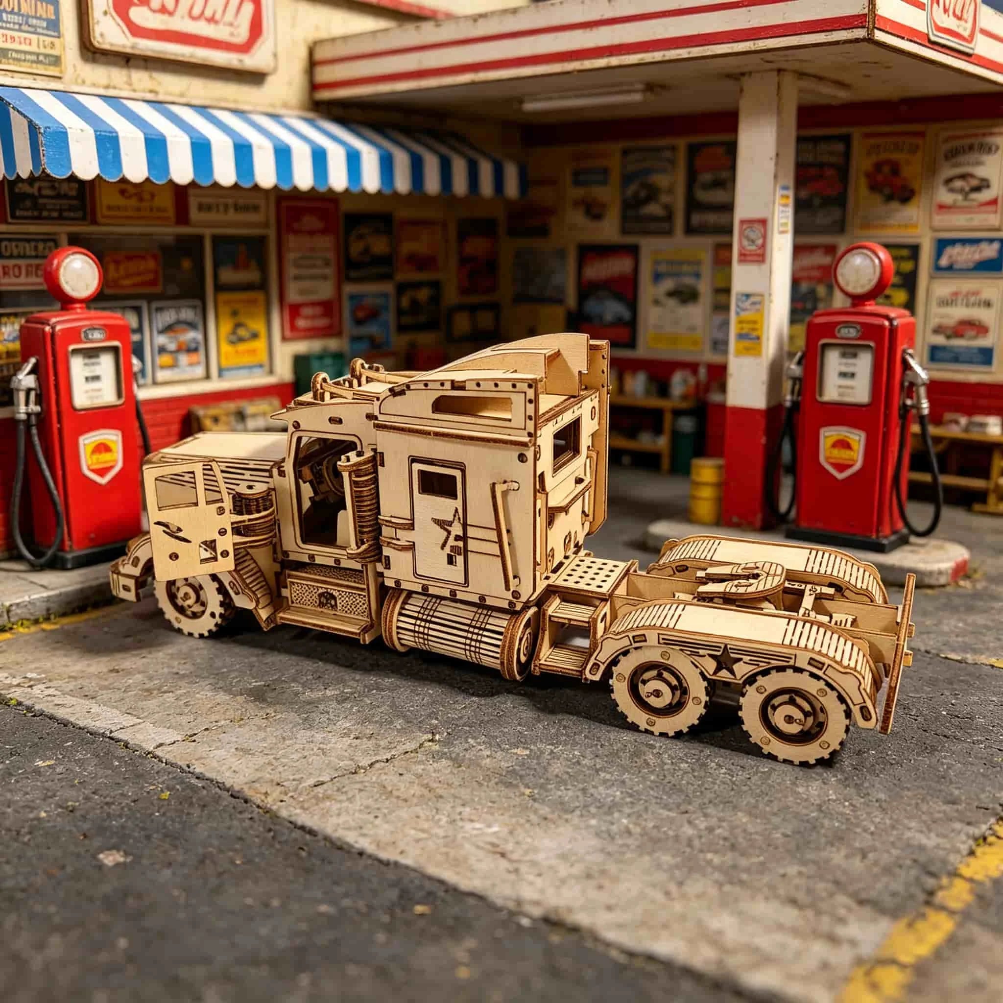 Vintage Amerikaanse vrachtwagen | Houten Bouwpakket