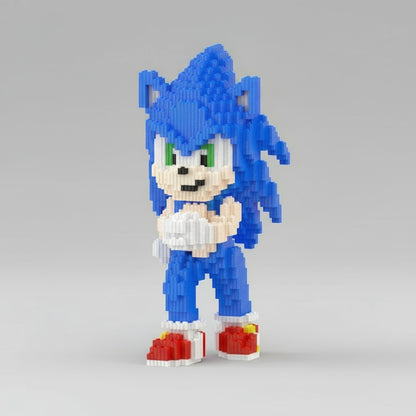 Blauw snelheidswezen met rode schoenen | Bouwsteentjes