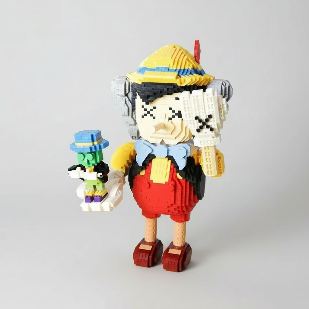 Jongen met lange neus en gele hoed | Bouwsteentjes