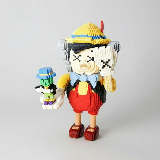 Jongen met lange neus en gele hoed | Bouwsteentjes