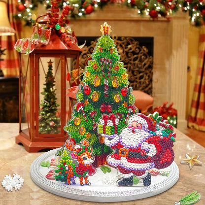 3D Kerstman bij de kerstboom | Diamond painting