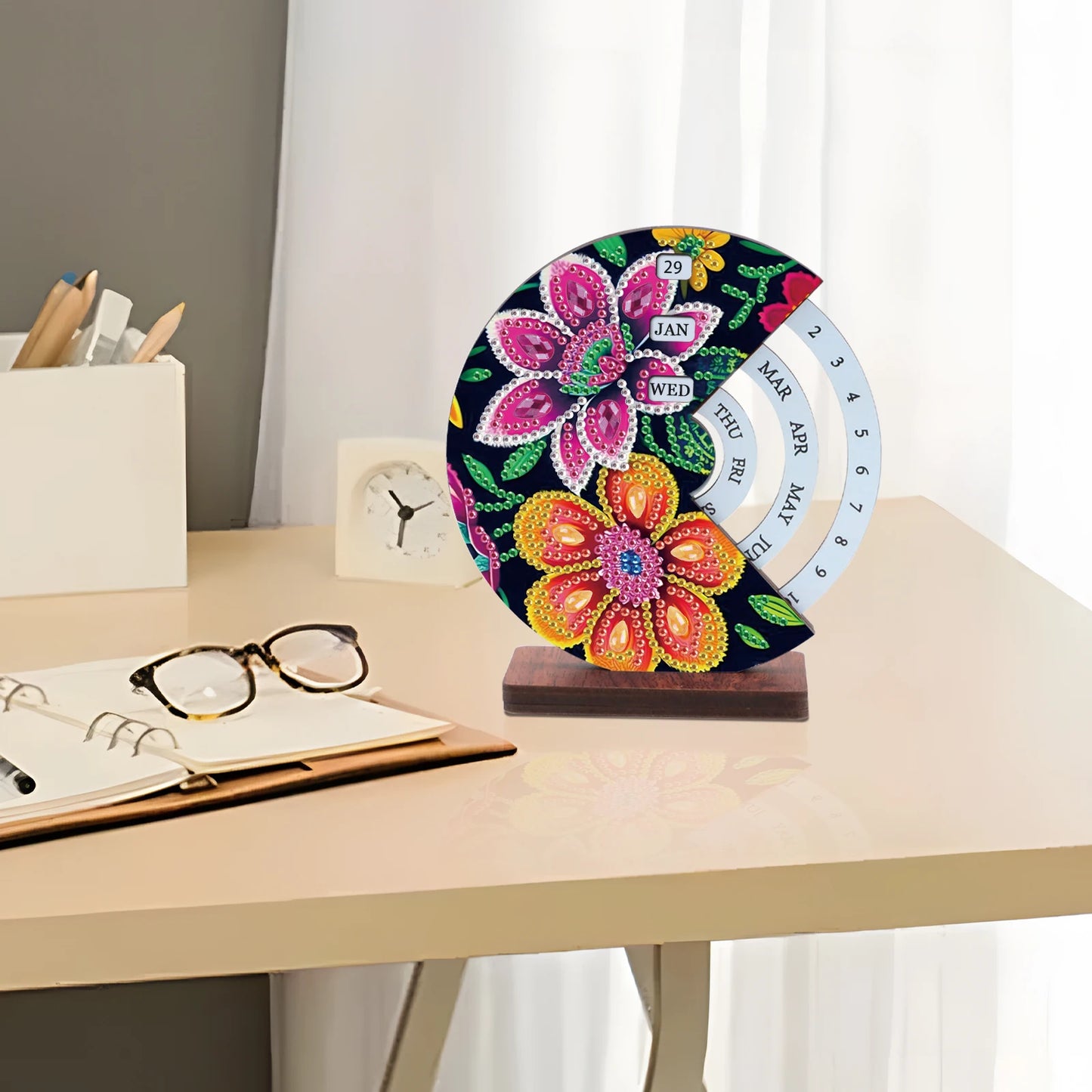Roze & oranje bloem  | Kalender | Diamond painting