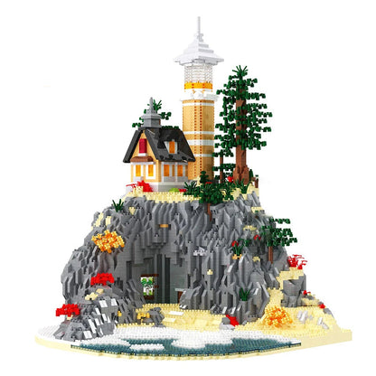 Vuurtoren op berg | Bouwsteentjes