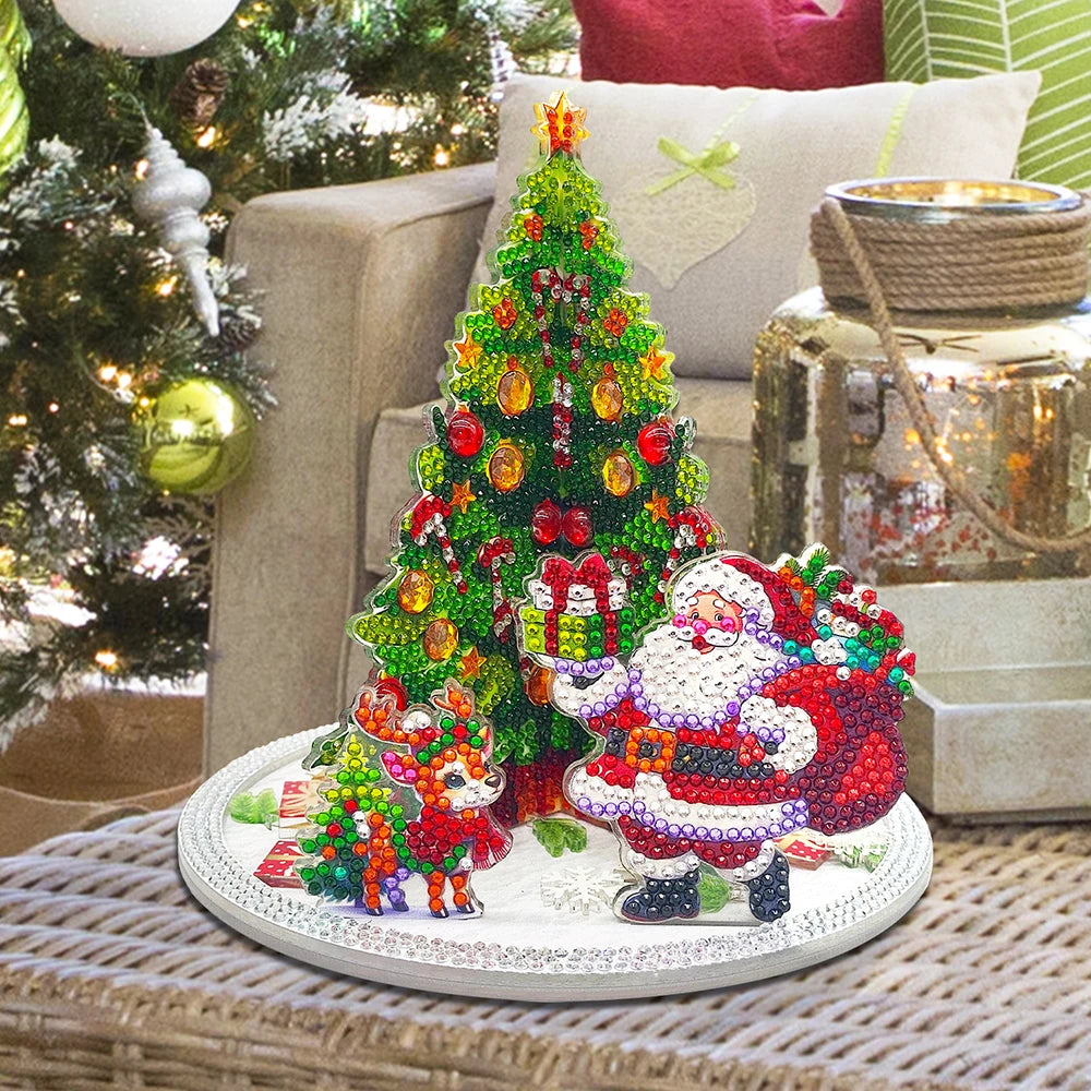 3D Kerstman bij de kerstboom | Diamond painting