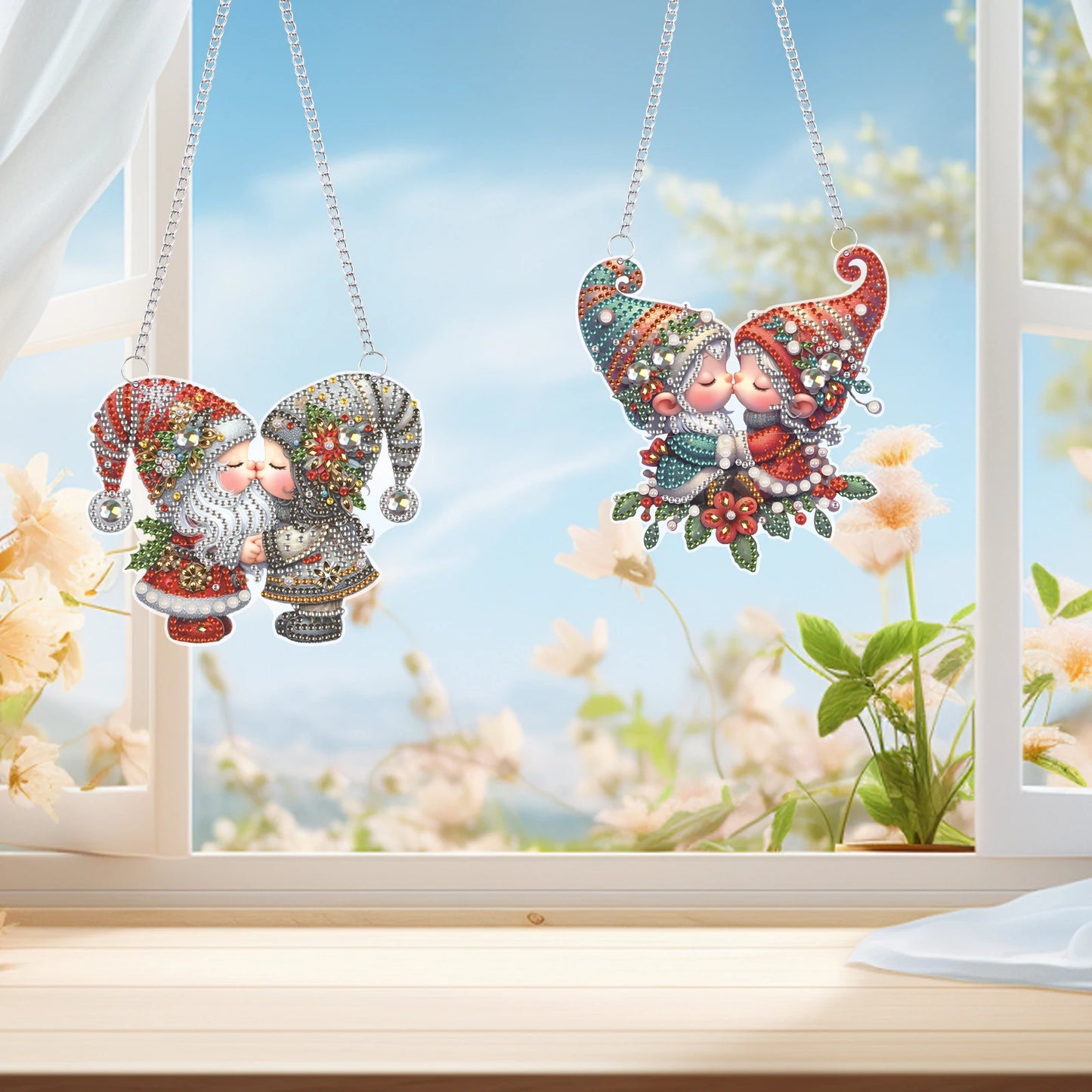 Decoractie hanger | kerst dwergen | Diamond painting