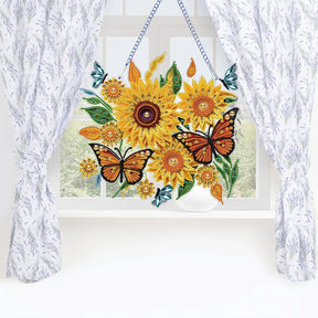 Zonnebloem met vlinders | Diamond painting Deco Hanger