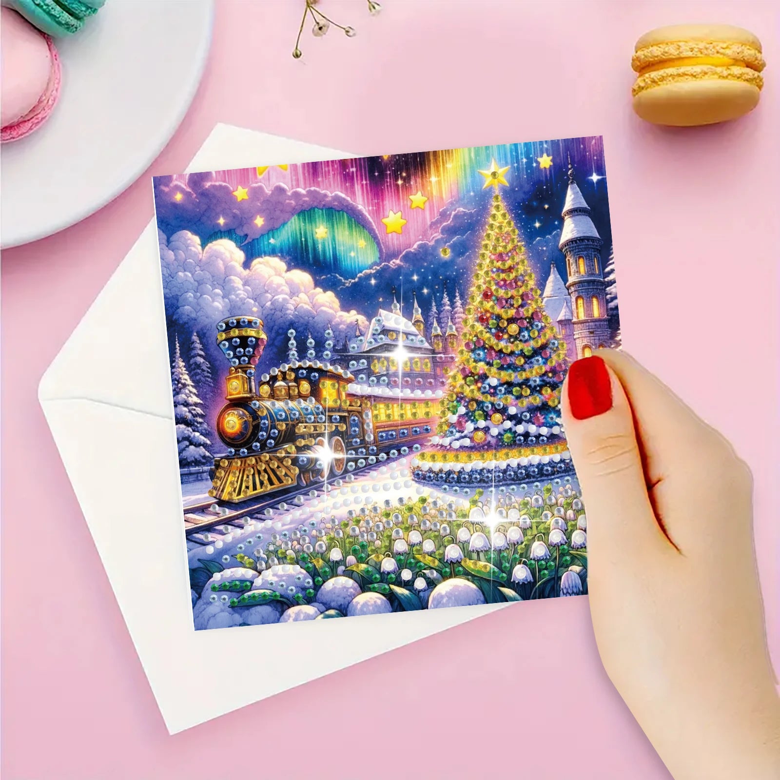 Kleurrijke kerstkaarten  | 6 stuks | Diamond Painting