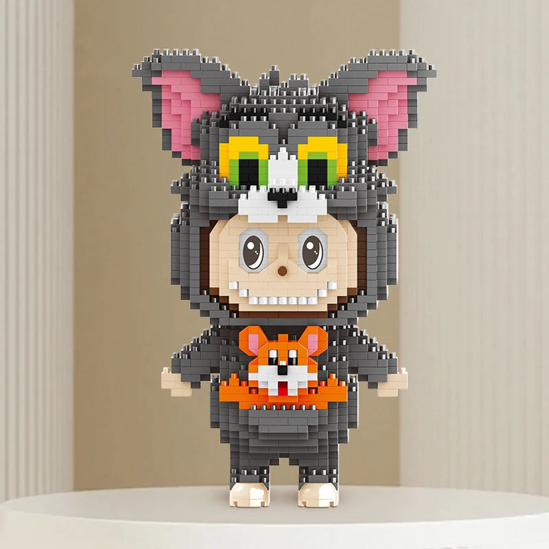 Labubu in Kattenpak met Muis | Bouwsteentjes