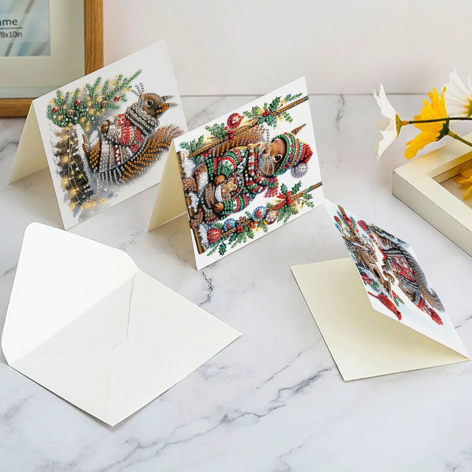 Kerst eekhoorn  | 6 stuks | Diamond Painting