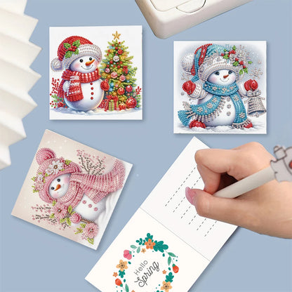 Sneeuwpop Kerstkaarten | 6 stuks | Diamond Painting