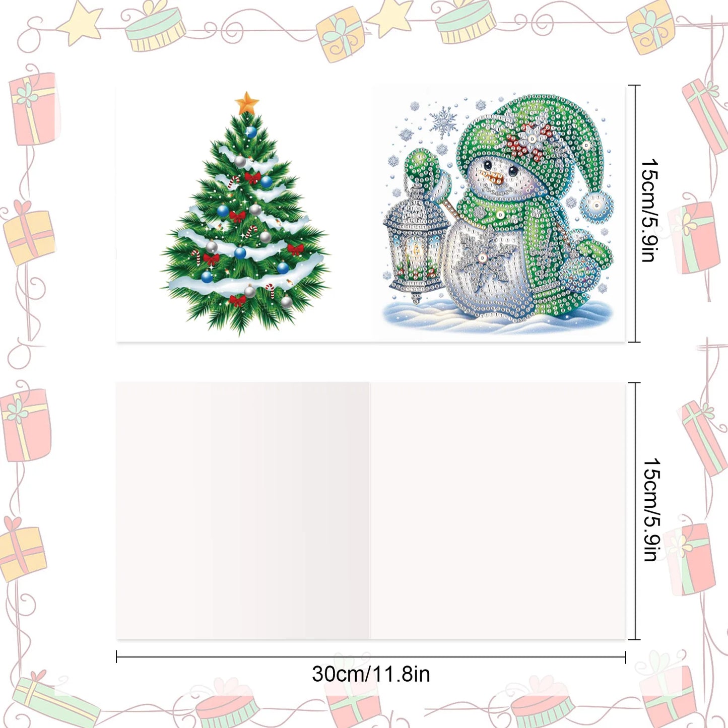 Pinguïns & Sneeuwpoppen Kerstkaarten | 8 stuks | Diamond Painting