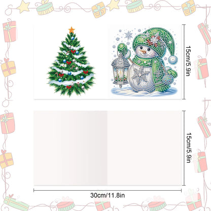 Pinguïns & Sneeuwpoppen Kerstkaarten | 8 stuks | Diamond Painting