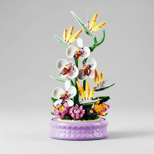 Bloemen muziekdoos | Bouwsteentjes