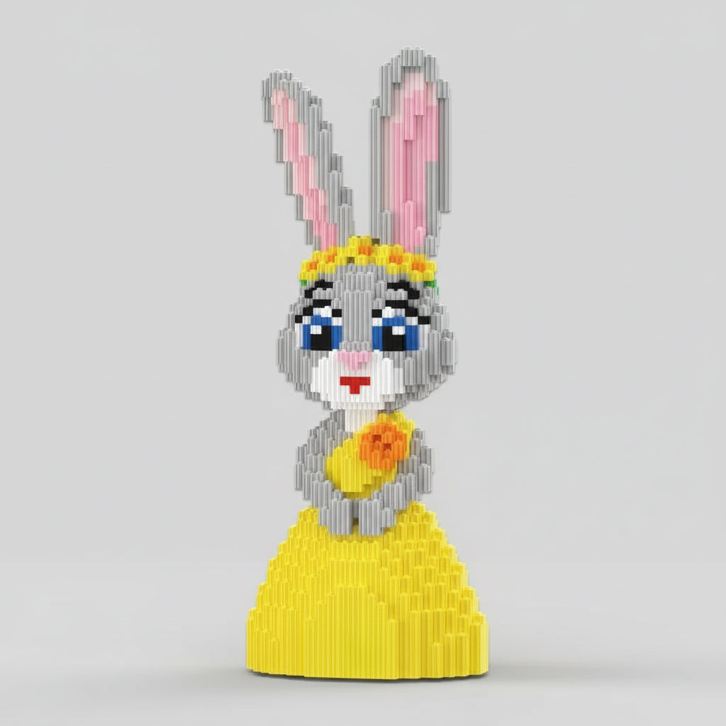 Konijn in gele jurk | Bouwsteentjes