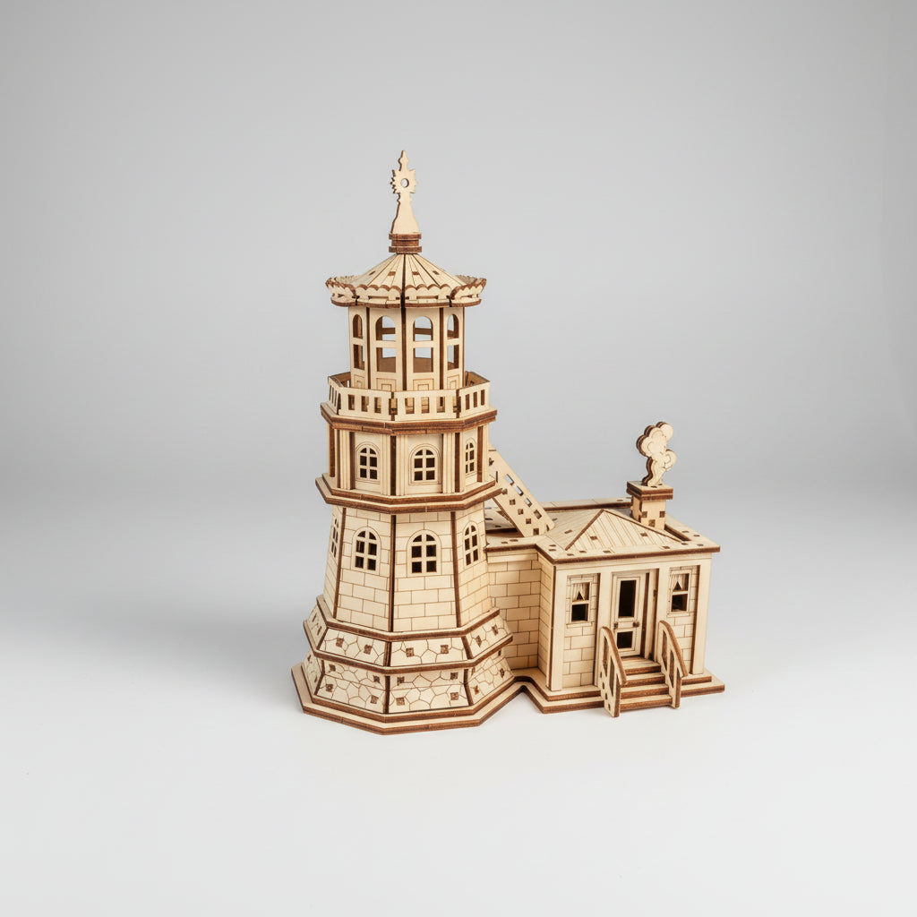 Vuurtoren met huisje | Houten Bouwpakket