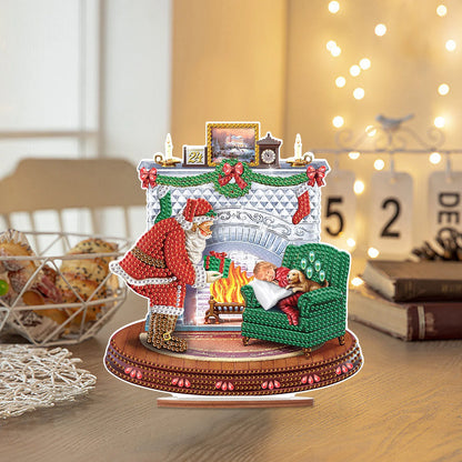 5D Kerstman bij openhaard | Diamond painting