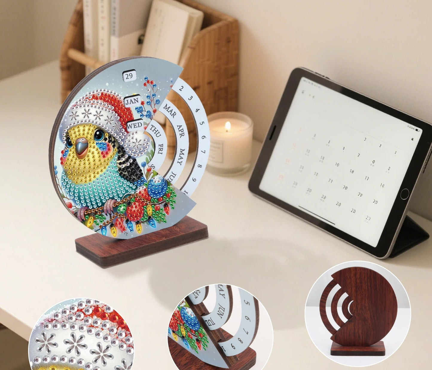 Vogel met kerstmuts | Kalender | Diamond painting
