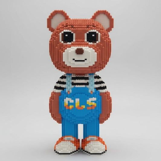 Bruine beer met Tuinbroek | Bouwsteentjes