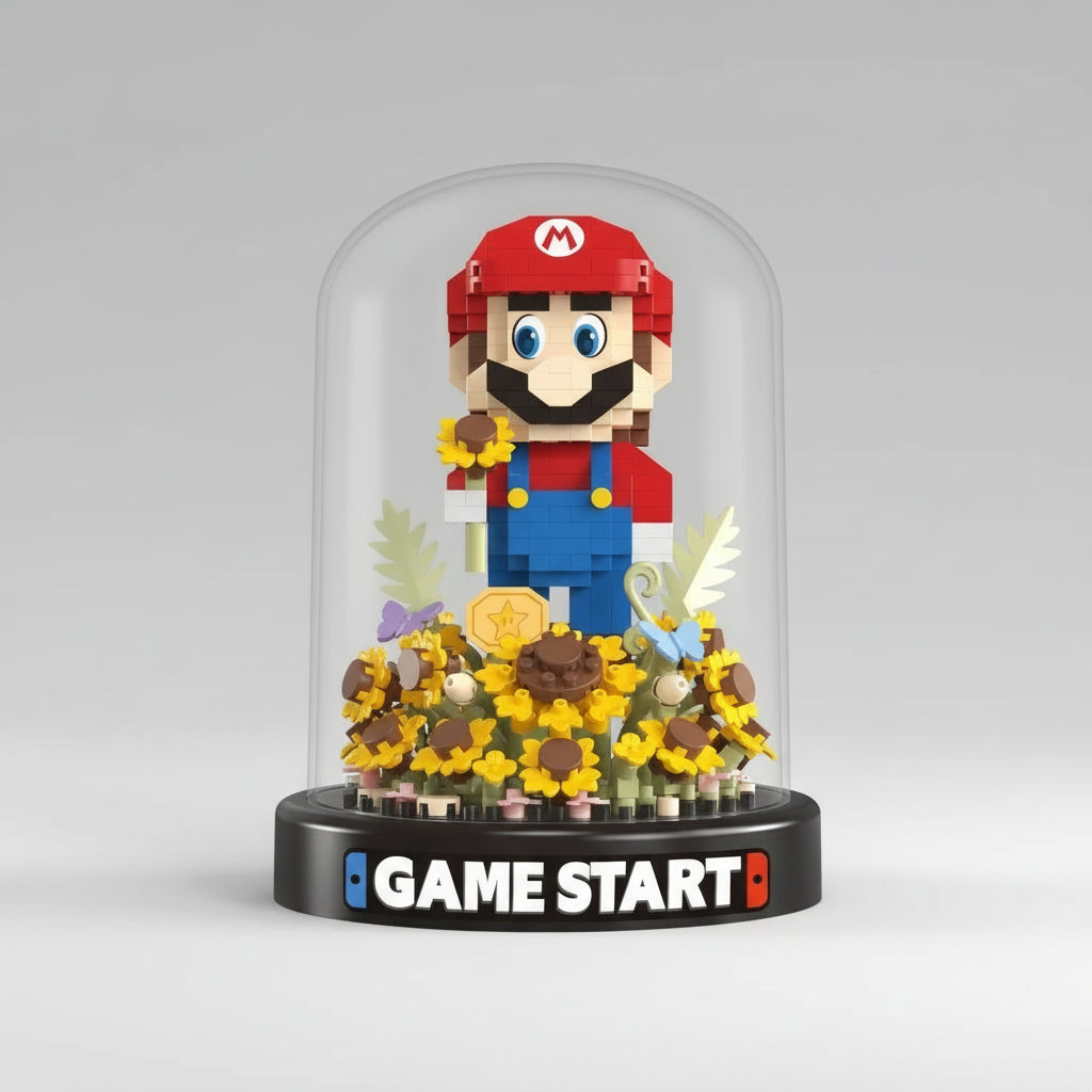 Rode loodgieter in tuin | Bouwsteentjes