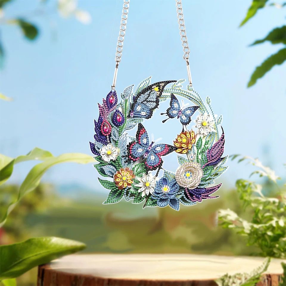 Vlinders met bloemen | Diamond painting Deco Hanger