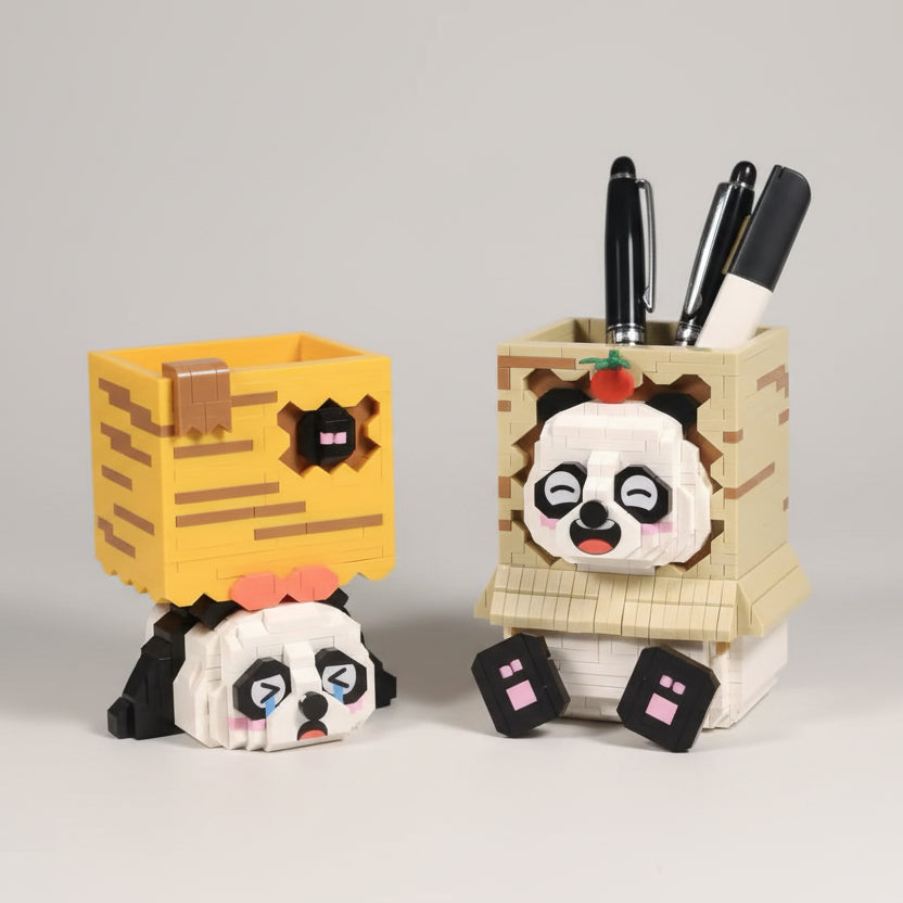 Verdrietige Panda pennenhouder | Bouwsteentjes