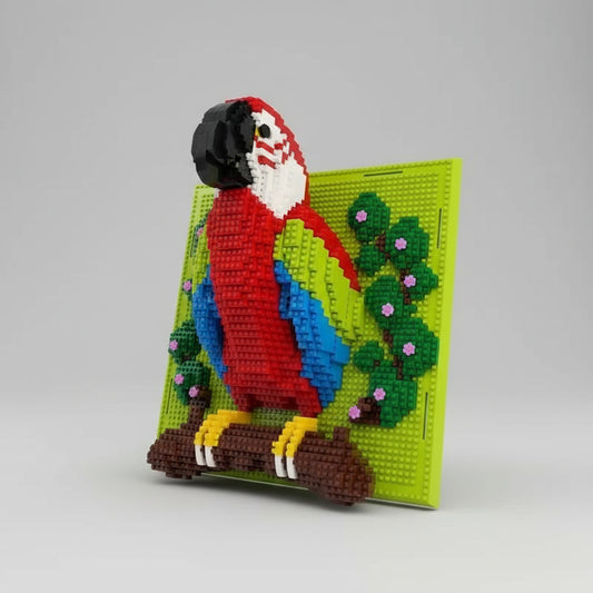 Papegaai op Bouwplaat | Bouwsteentjes