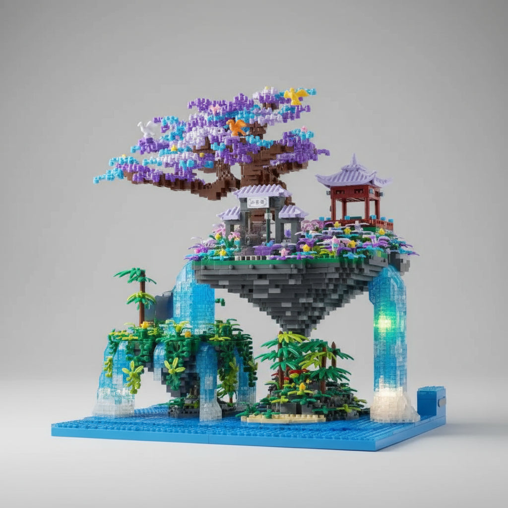 Boomeiland met waterval | Bouwsteentjes