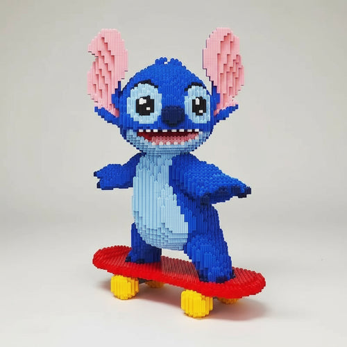 MEGA blauw wezen op skateboard | Bouwsteentjes