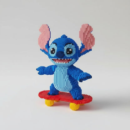 MEGA blauw wezen op skateboard | Bouwsteentjes