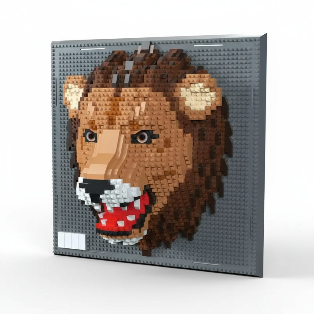 Leeuw op Bouwplaat | Bouwsteentjes